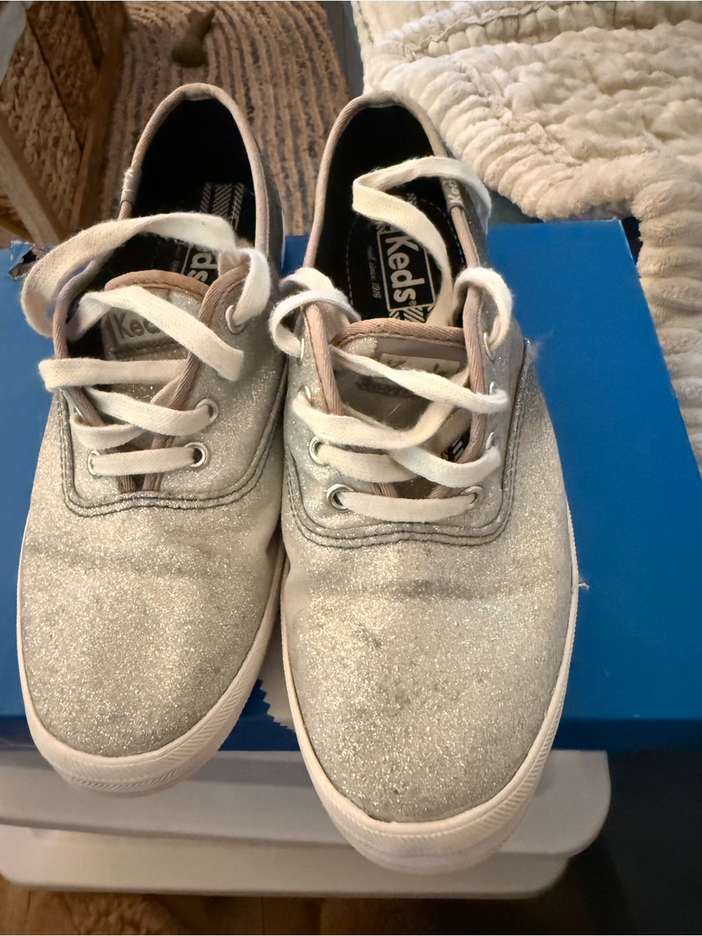 Keds  Silver Glitter Canvas Sneakers